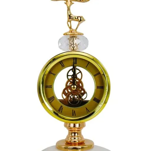 1 Pcs Make a Statement with Our Exquisite Golden Table Clock - A Timeless and Elegant Piece That Enhances Any Decor!