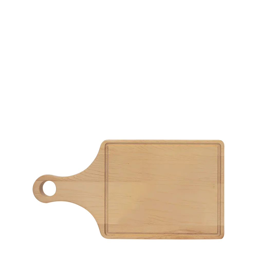 13 1/2" x 7" Cutting Board Paddle Shape with Drip Ring