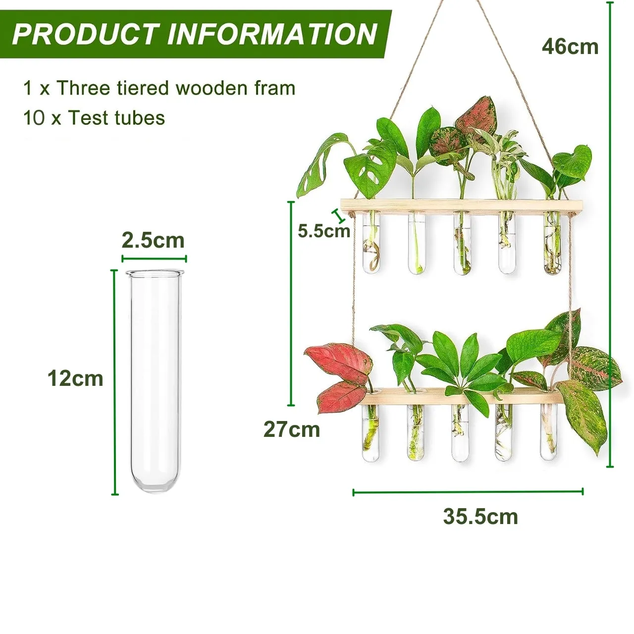 2-Tier Wall Hanging Test Tube Planter