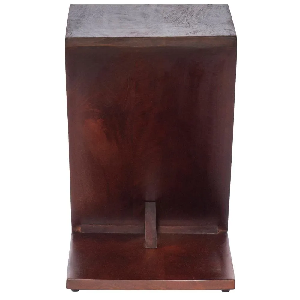 24 Inch Rectangular Mango Wood Side Table, Z Shaped Frame, Dark Brown By The Urban Port