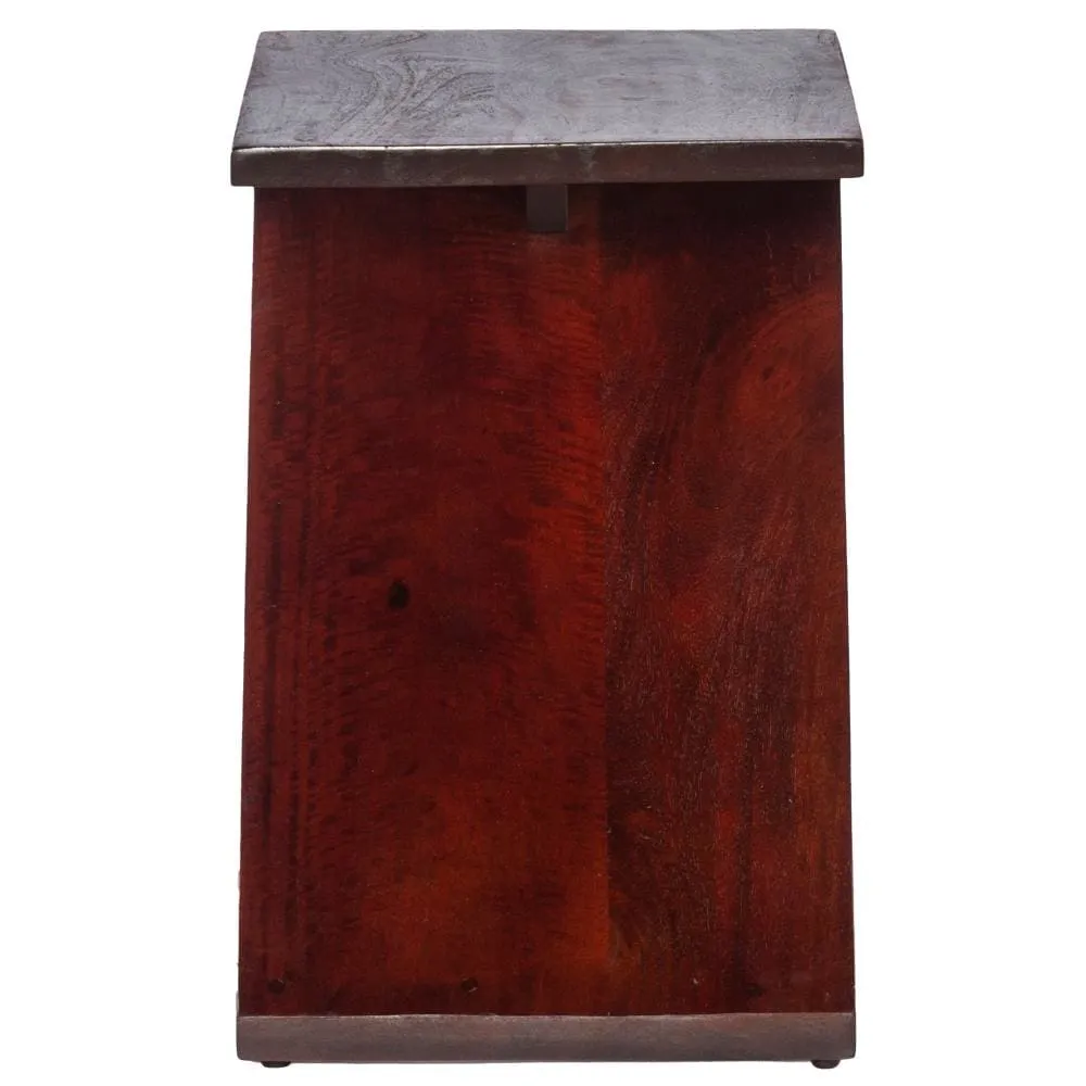 24 Inch Rectangular Mango Wood Side Table, Z Shaped Frame, Dark Brown By The Urban Port