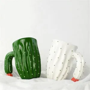 3D Cactus Style Ceramic Coffee Mugs