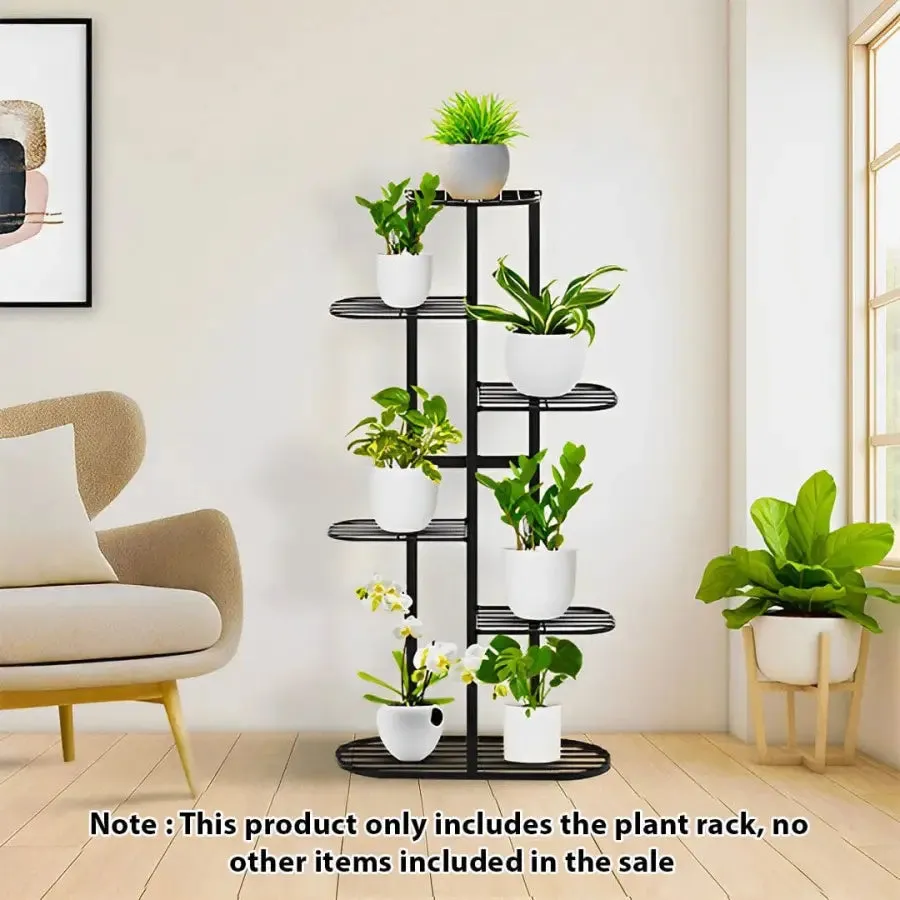 6 Tier Black Metal Plant Stand for 7 Planters