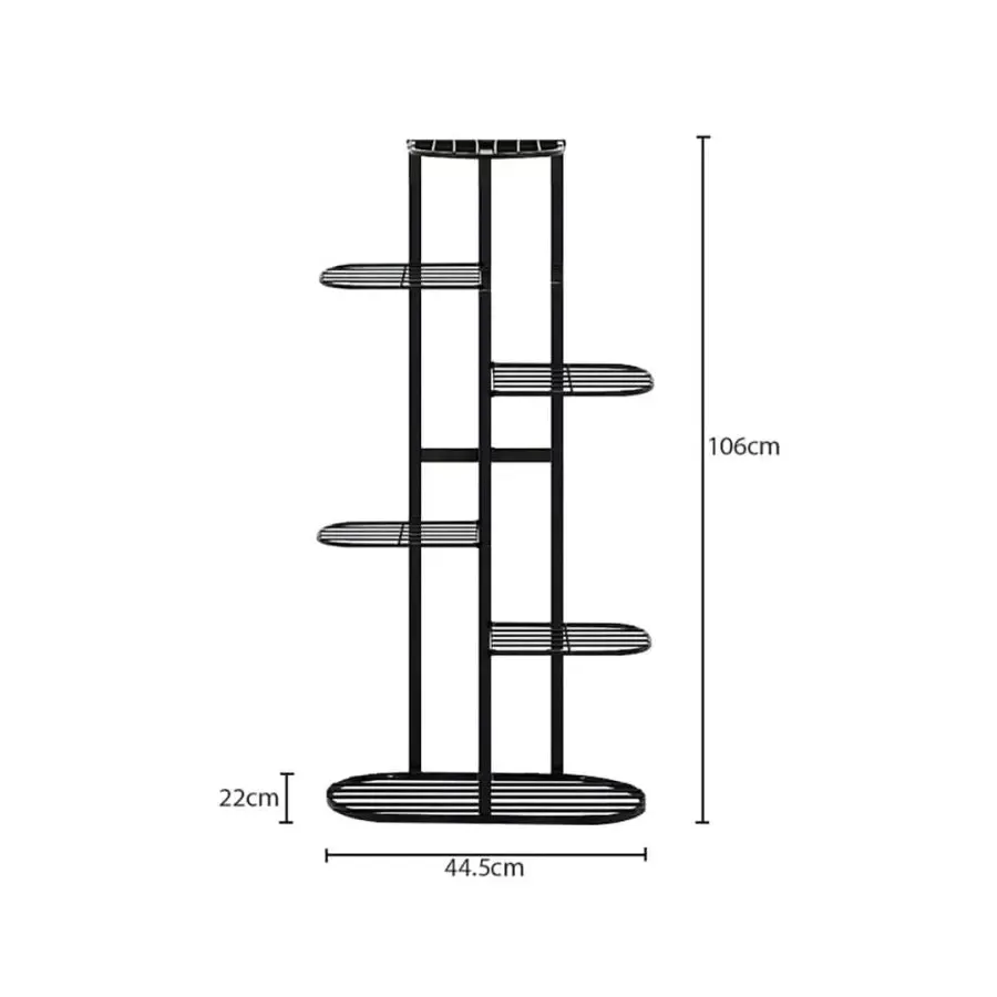 6 Tier Black Metal Plant Stand for 7 Planters