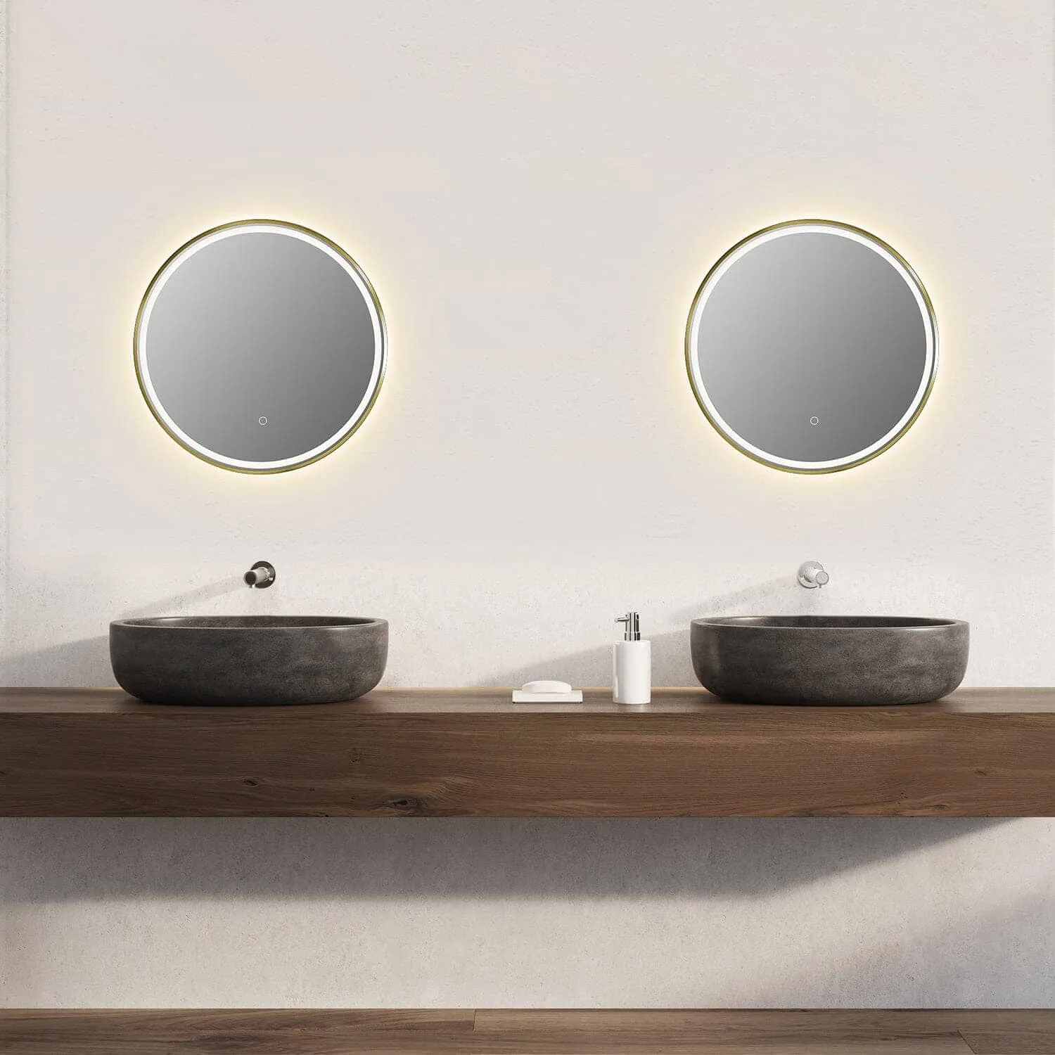 Altair Palme 24" Round Aluminum Framed LED Bathroom Mirror