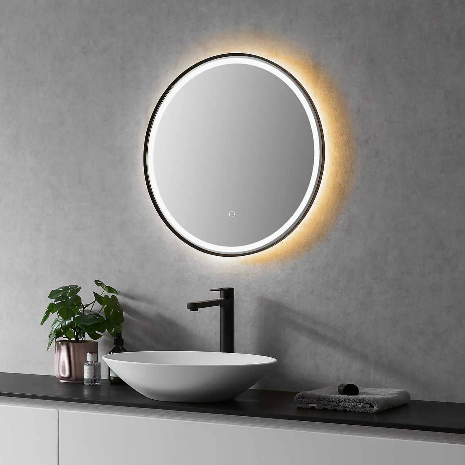 Altair Palme 24" Round Aluminum Framed LED Bathroom Mirror