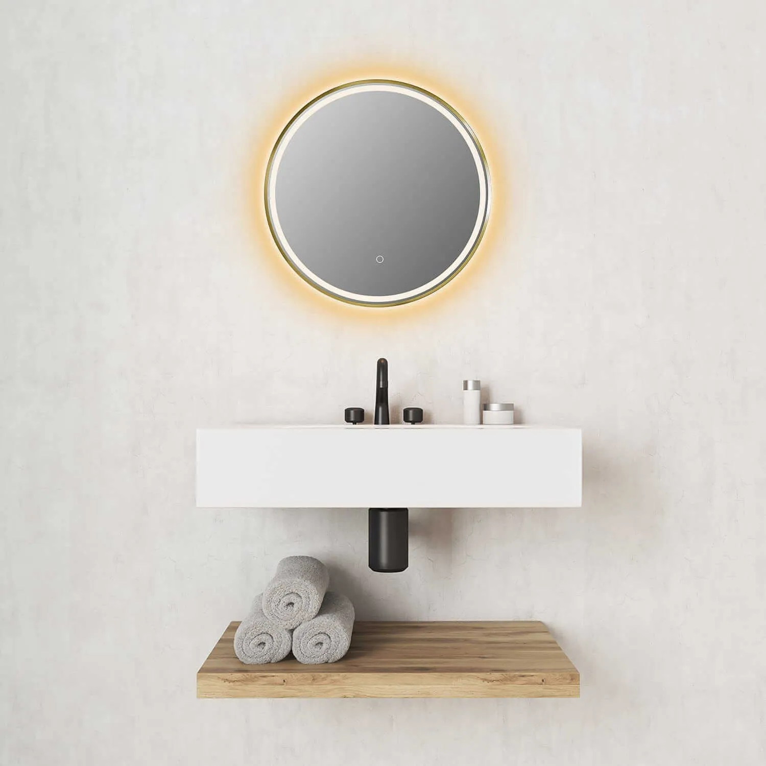 Altair Palme 24" Round Aluminum Framed LED Bathroom Mirror