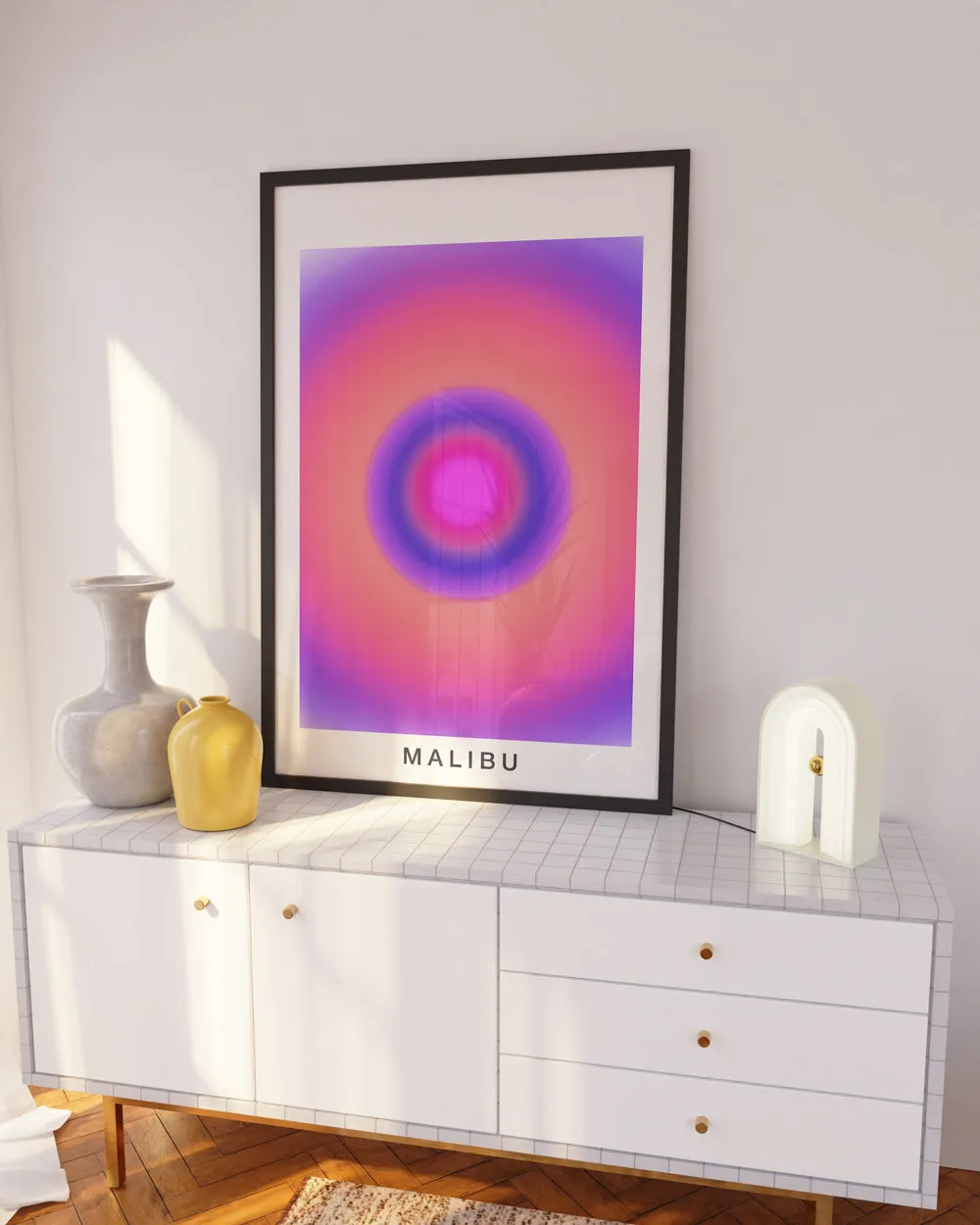 American Art Print California Abstract Gradient Sunset Wall Artwork Print 'Malibu'