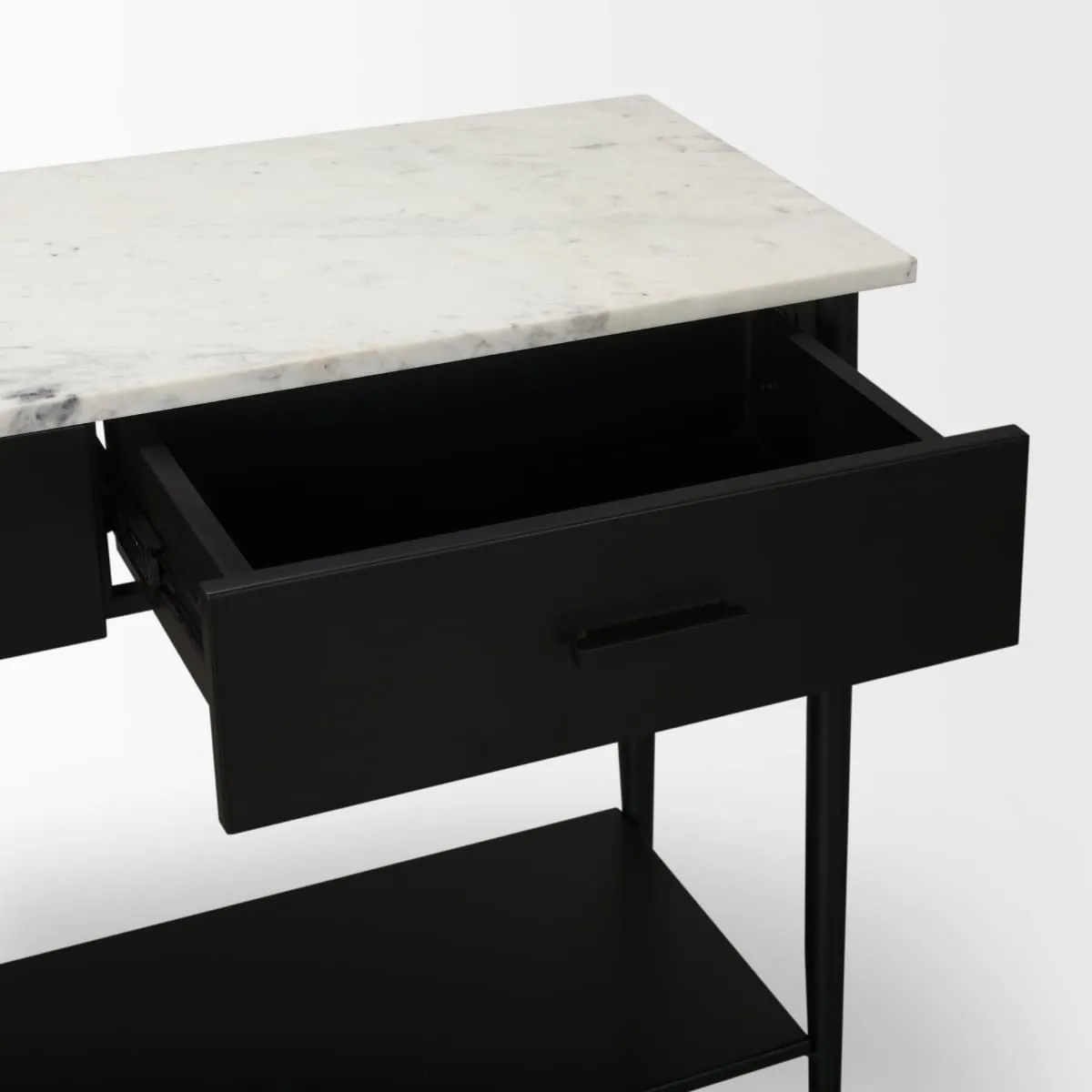 Amika Console Table Black Metal | White Marble