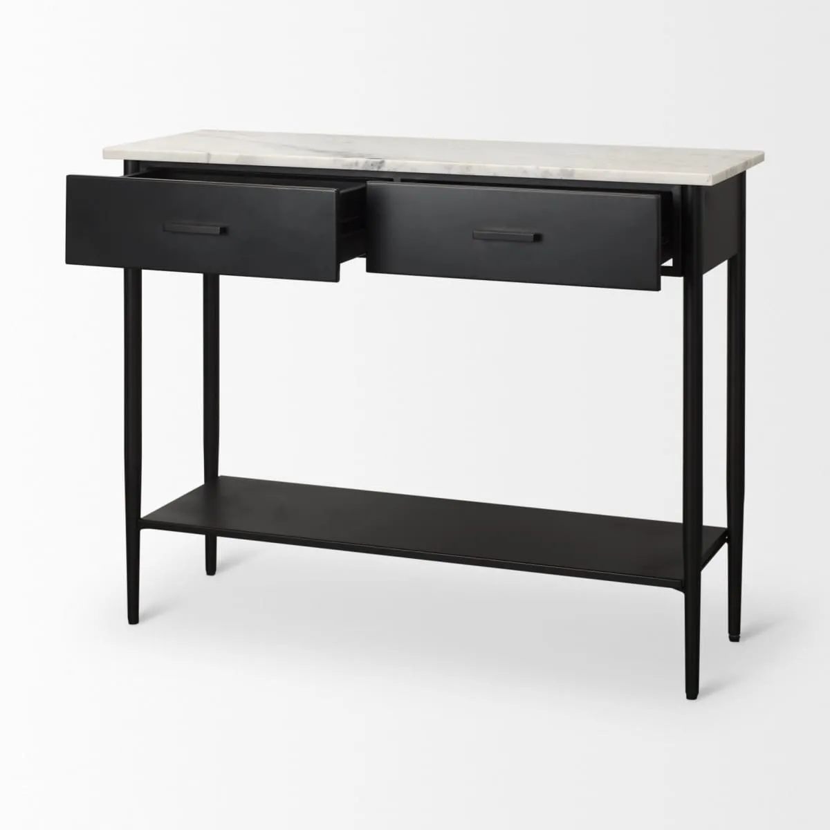 Amika Console Table Black Metal | White Marble