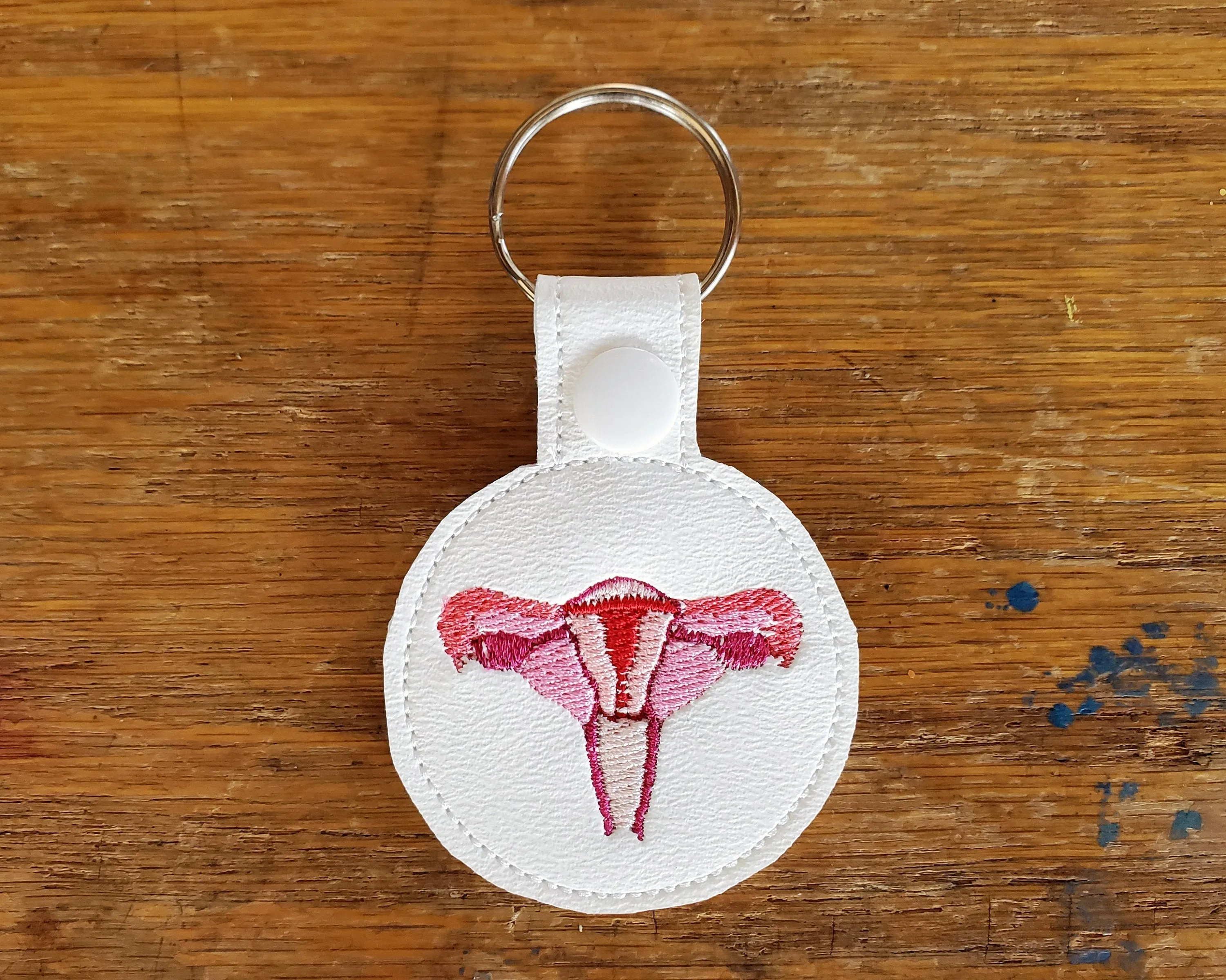 Anatomical Uterus/Vagina Keychain - with or without custom text - two sizes.