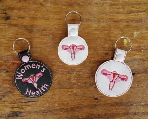 Anatomical Uterus/Vagina Keychain - with or without custom text - two sizes.