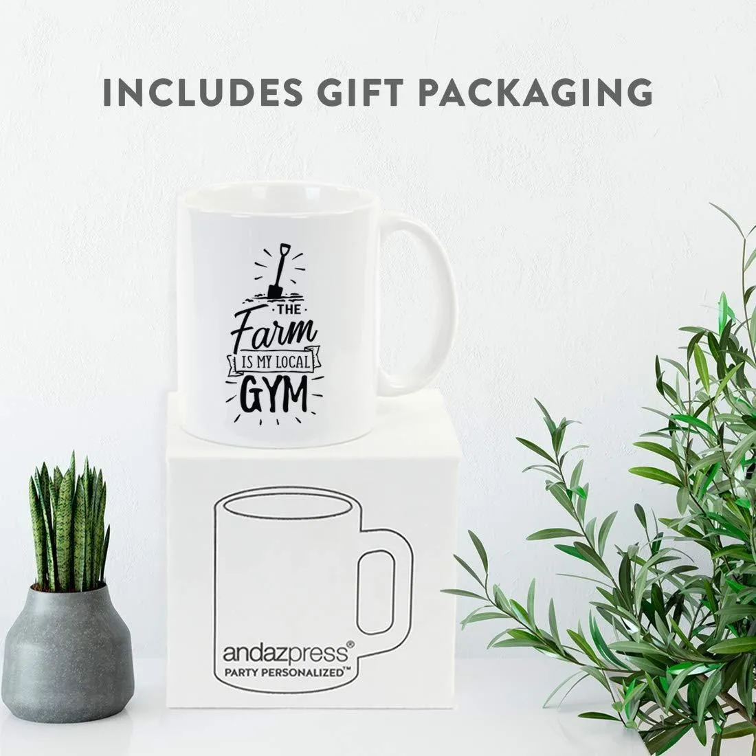 Andaz Press 11oz. Hot Chocolate Coffee Mug Gift, The Farm is My Local Gym