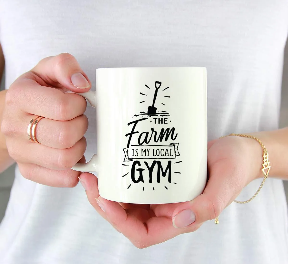 Andaz Press 11oz. Hot Chocolate Coffee Mug Gift, The Farm is My Local Gym