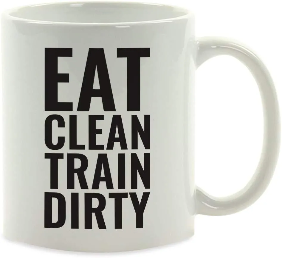 Andaz Press Fitness Coffee Mug Eat Clean Train Dirty