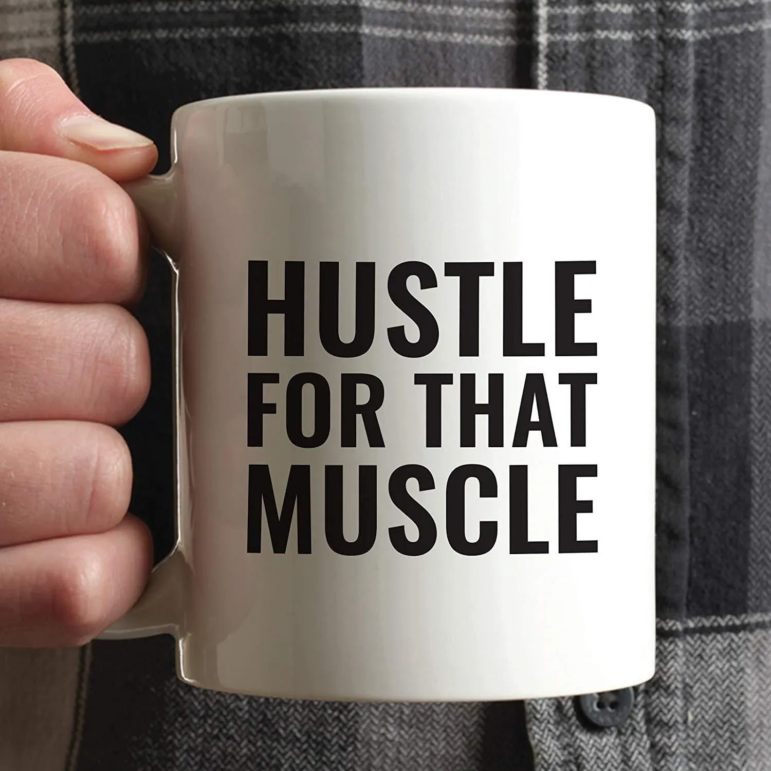 Andaz Press Fitness Coffee Mug Hustle for That Muscle