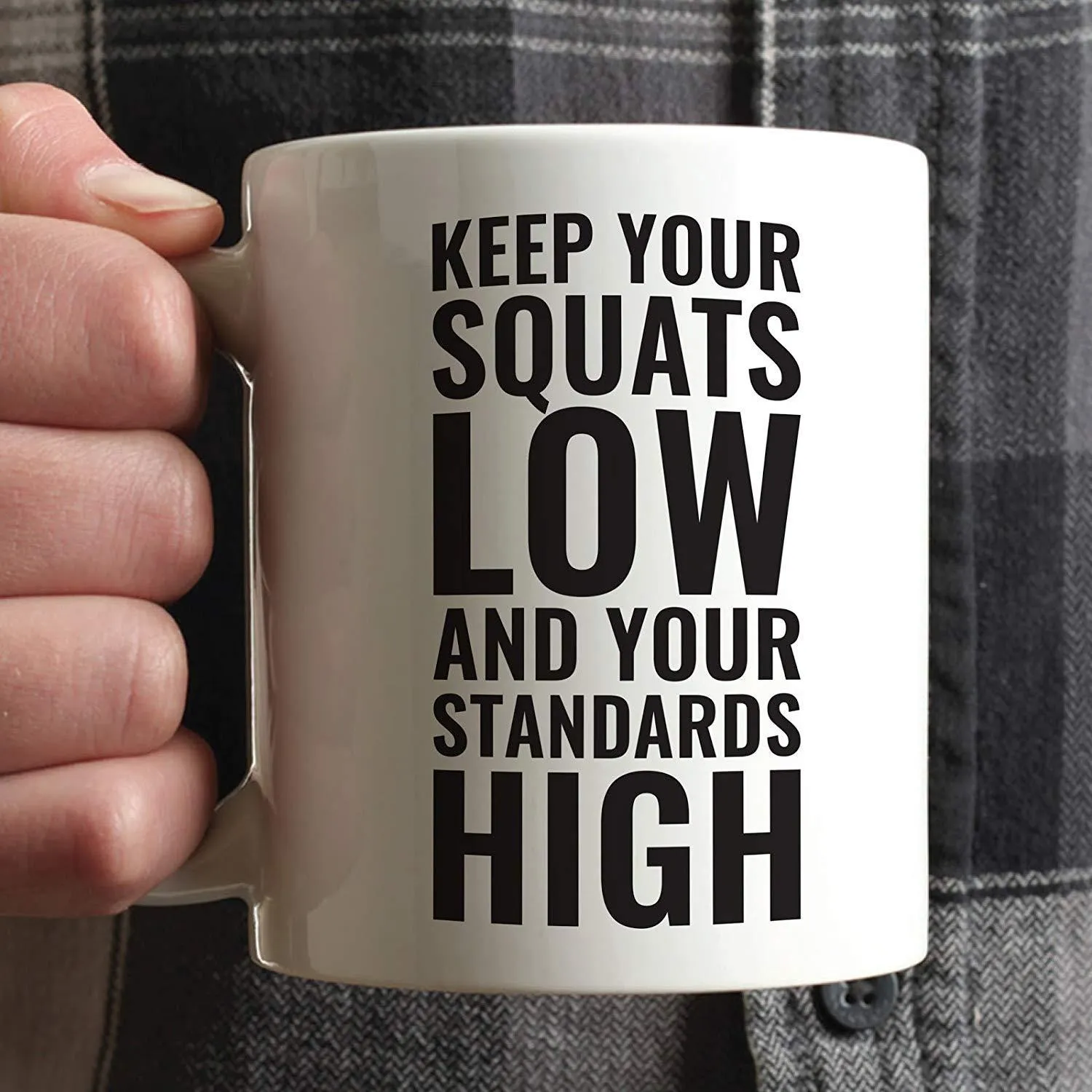 Andaz Press Fitness Coffee Mug Keep Your Squats Low and Your Standards High