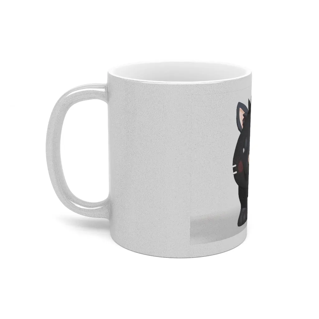 Black Kitty Metallic Mug (Silver / Gold)