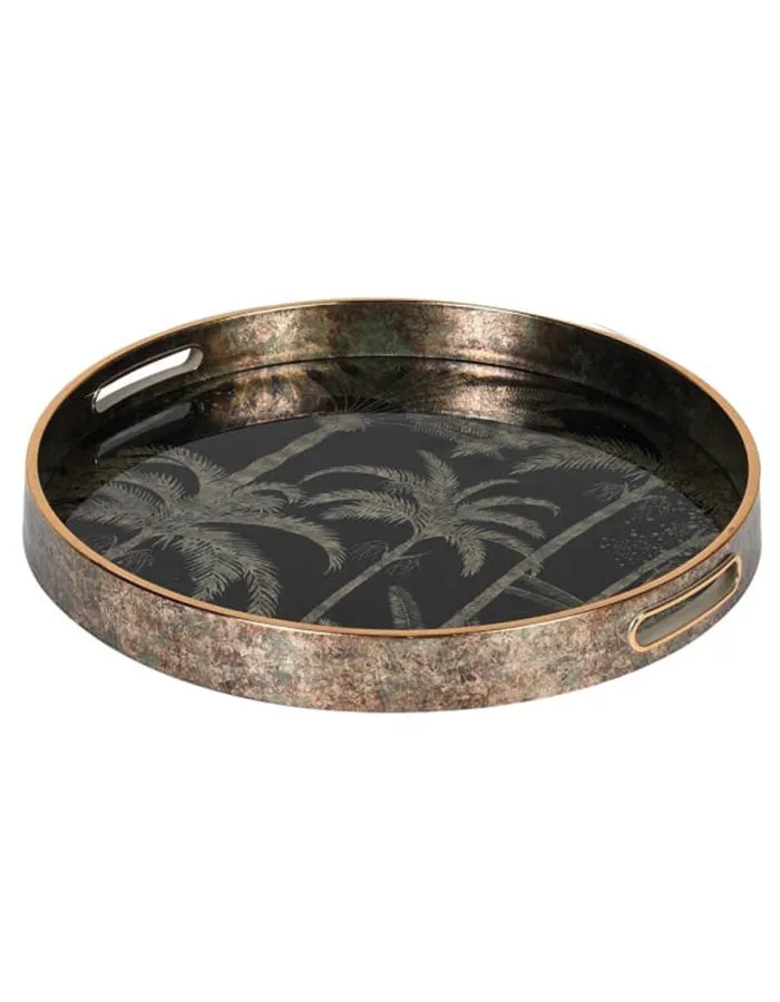 Black Palm Circular Tray