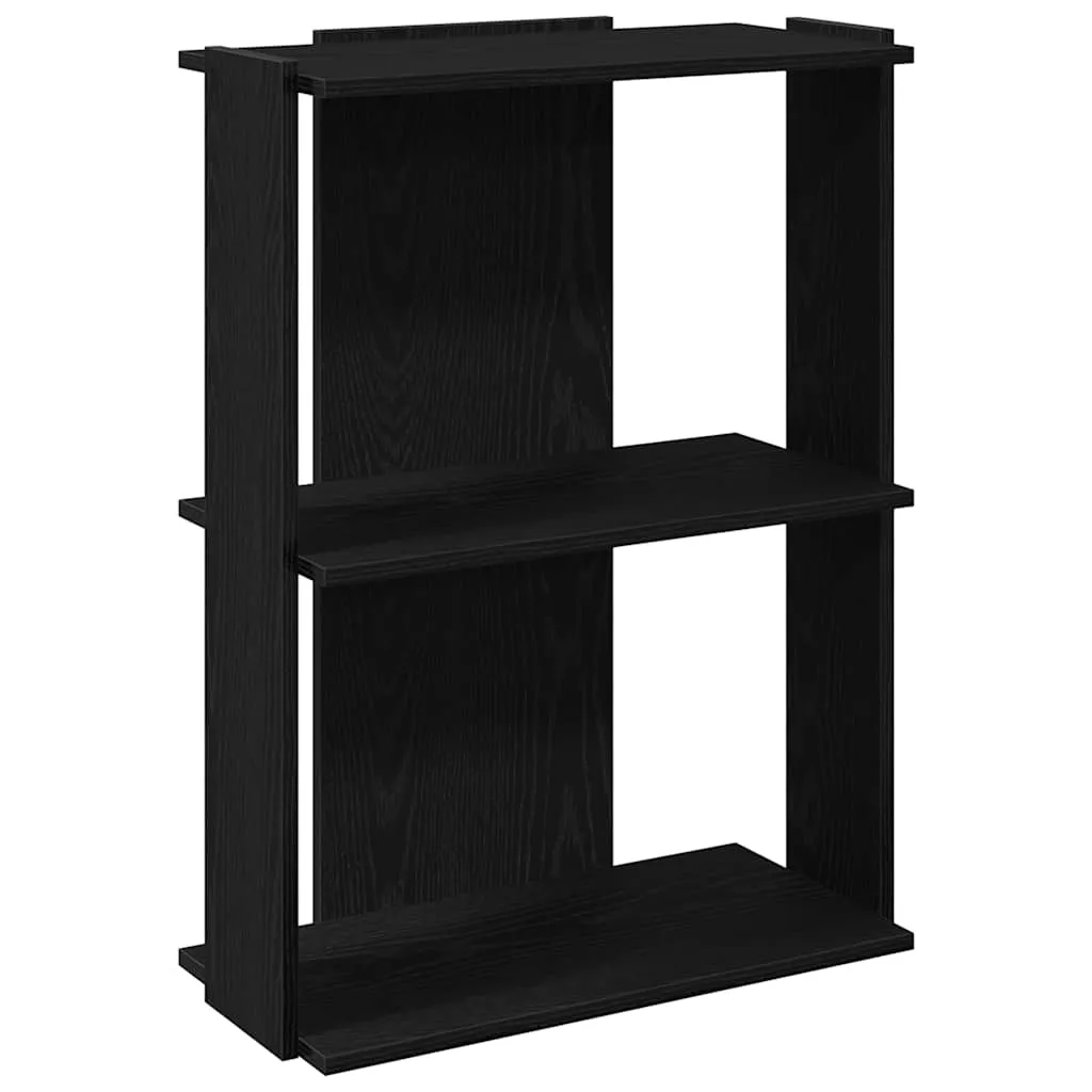 Bookcase 3-Tier Black 60x30x80 cm Engineered Wood