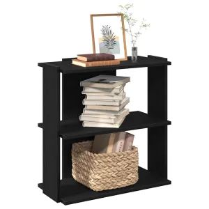 Bookcase 3-Tier Black 60x30x80 cm Engineered Wood