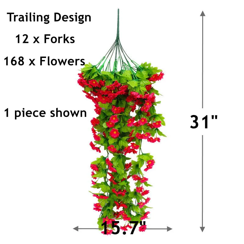 Bulk 2Pcs Trailing Daisy UV Resistant Hanging Flowers for Outdoors Wholesale