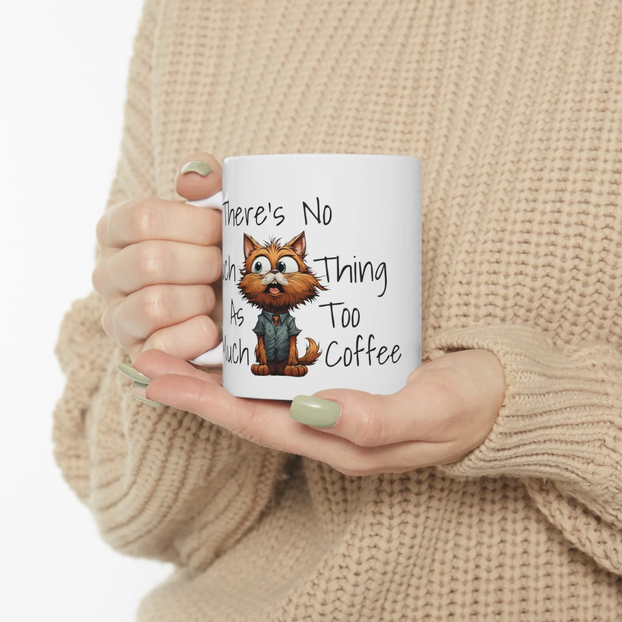 Caffeine Cat Ceramic Mug 11oz. Funny Mug. Perfect Gift For Cat Lover Cat Mom Cat Dat. Gift For Mom Gift for Dad Gift For Animal Lover