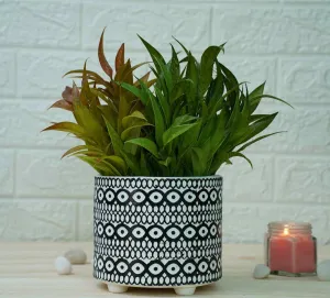 Ceramic Pots for Plants | Black Moroccan Pattern