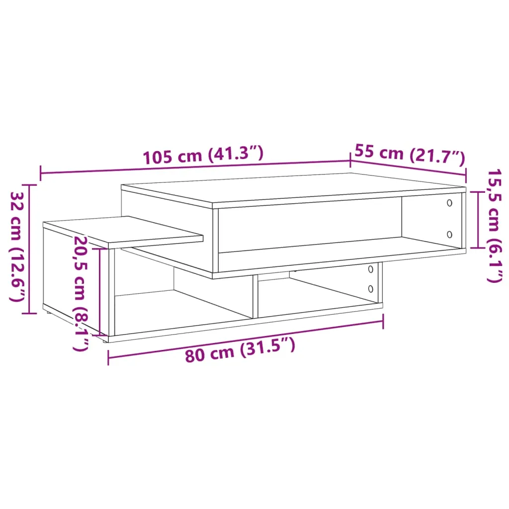 Coffee Table Artisan Oak 105x55x32 cm Engineered Wood