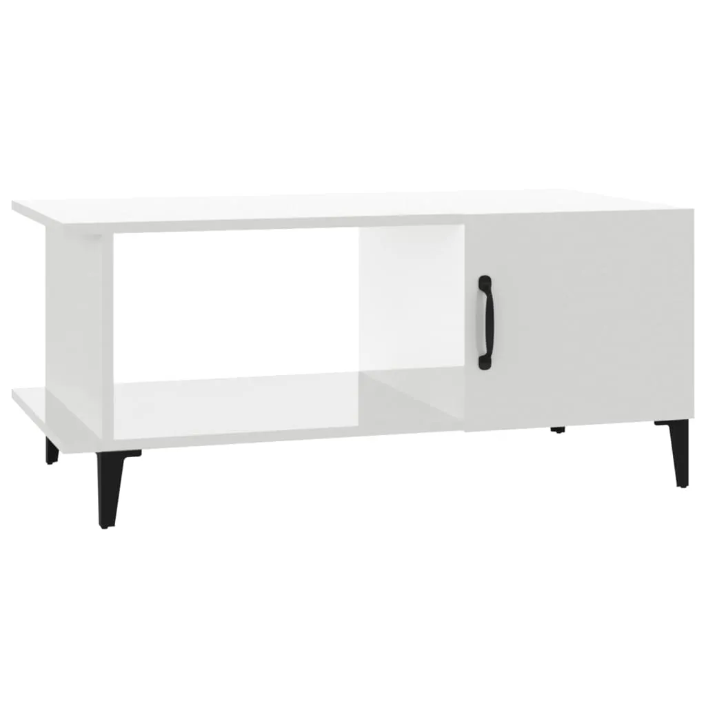 Coffee Table High Gloss White 90x50x40 cm Engineered Wood