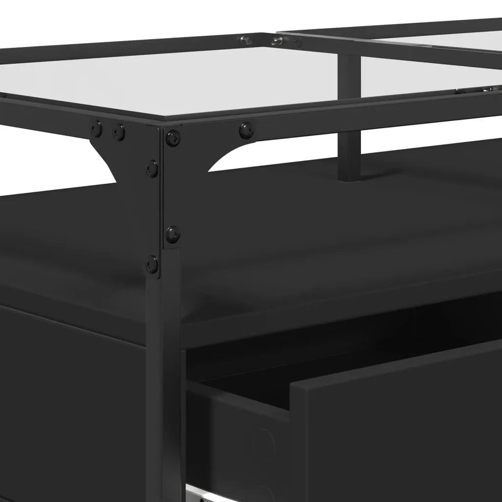 Coffee Table with Glass Top Black 98.5x50x45 cm Steel