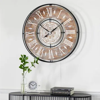 Copy of Brown Metal Farmhouse Vintage Wall Clock - 34" x 3" x 34"