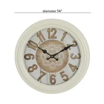 Copy of White Metal Farmhouse Vintage Wall Clock - 14" x 3" x 14"