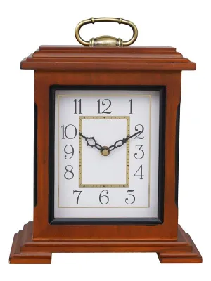 CRAFT SMITH Beautiful Brown Wooden Analog English Numbers Rectangular Table Clock for Office Desk Home Living Study Room Decorations Gifts (Size: 22 x 10 x 28 CM | Weight: 1510 Gram)