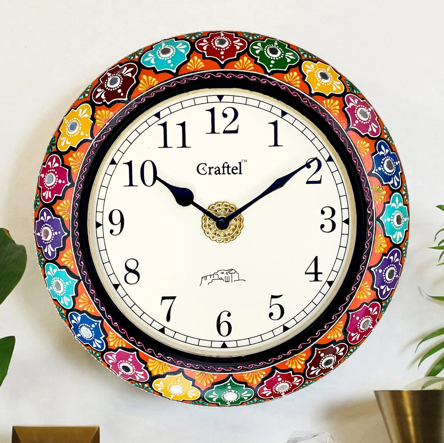 CRAFTEL English Dial Antique Hand Painted Vintage Clock for Bedroom Living Room Home and Office (Multicolour, Dial : 8 Inches, 12 Inch)