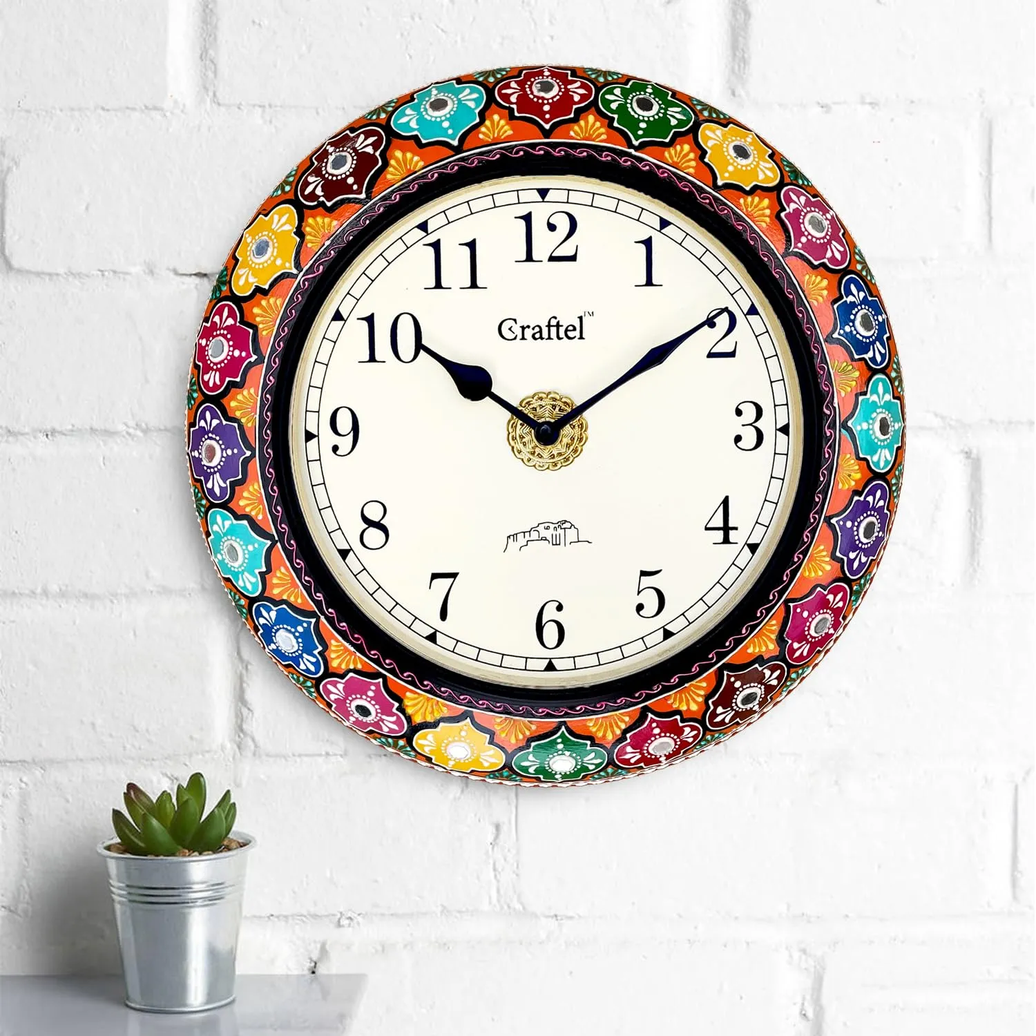 CRAFTEL English Dial Antique Hand Painted Vintage Clock for Bedroom Living Room Home and Office (Multicolour, Dial : 8 Inches, 12 Inch)