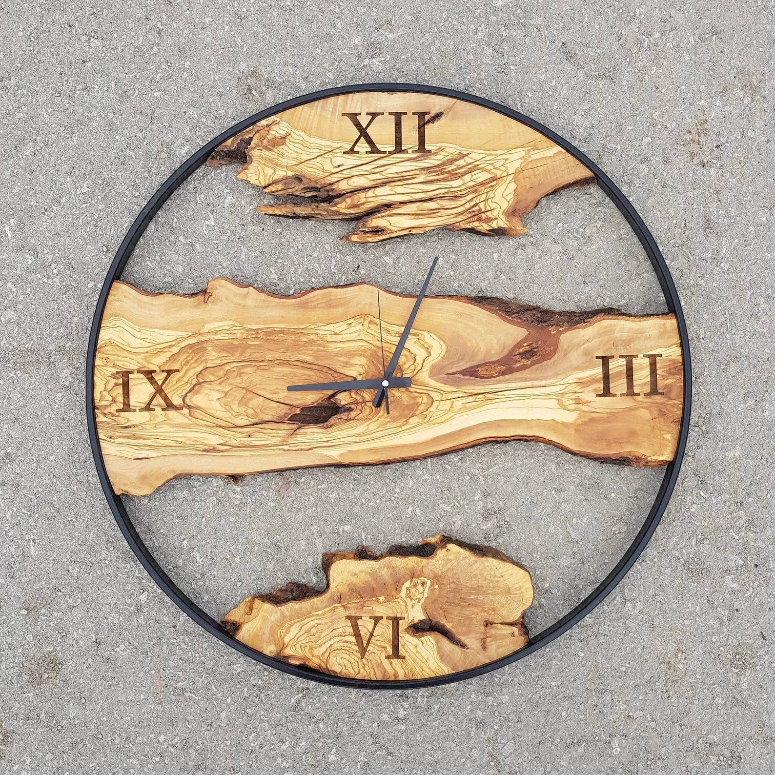 Custom Made Metal & Olive Wood Wall Clock | Premium Handmade Wall Clocks