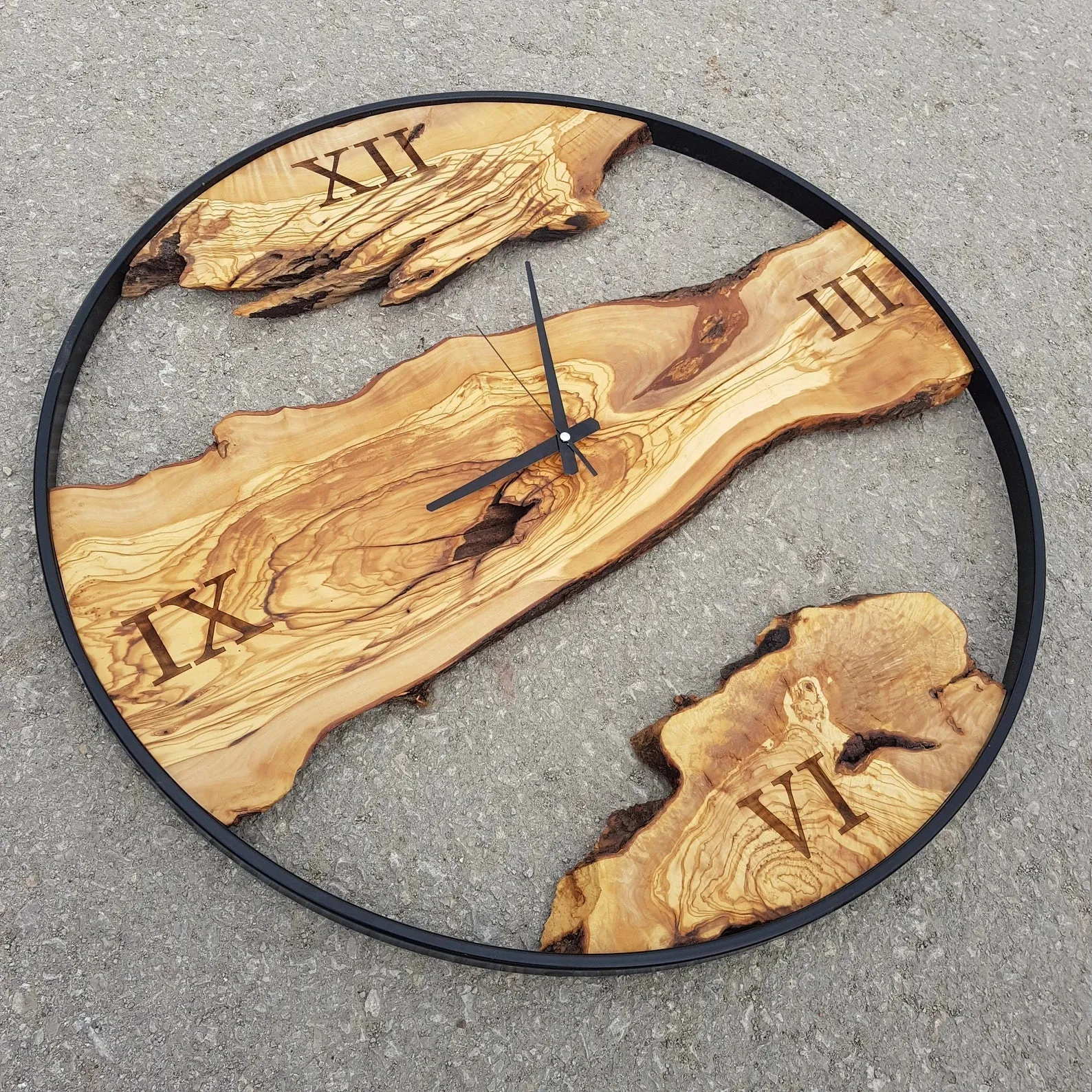 Custom Made Metal & Olive Wood Wall Clock | Premium Handmade Wall Clocks