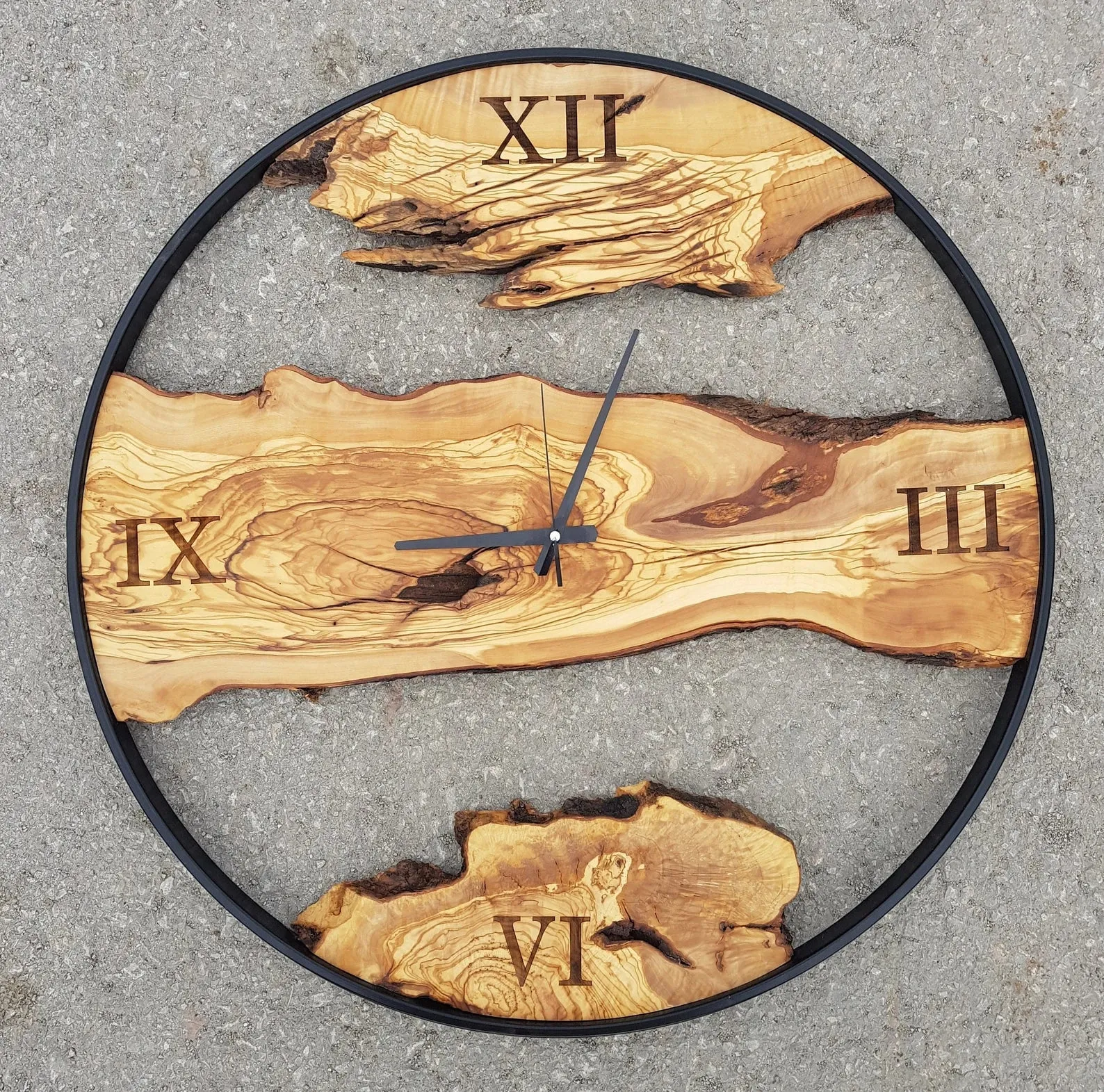 Custom Made Metal & Olive Wood Wall Clock | Premium Handmade Wall Clocks