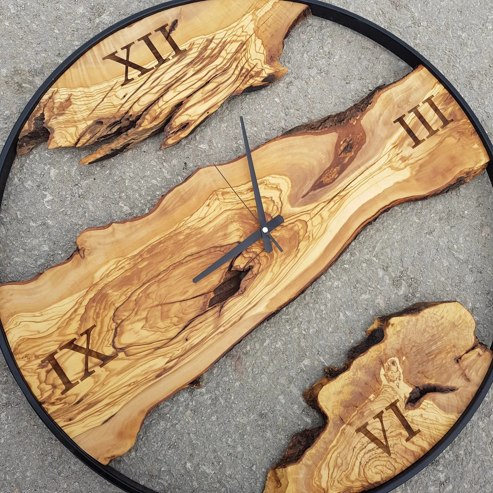 Custom Made Metal & Olive Wood Wall Clock | Premium Handmade Wall Clocks