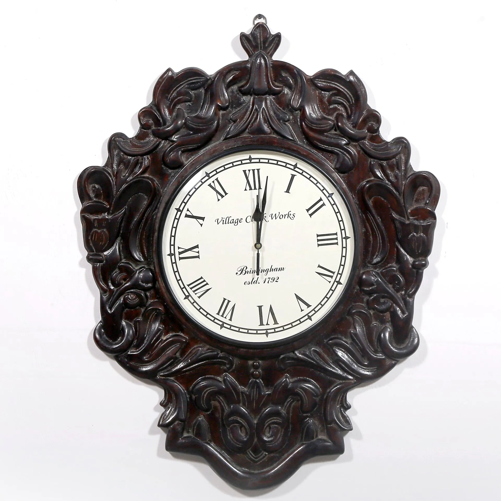 Dark Antique Wooden Handcarved Traditional Clock