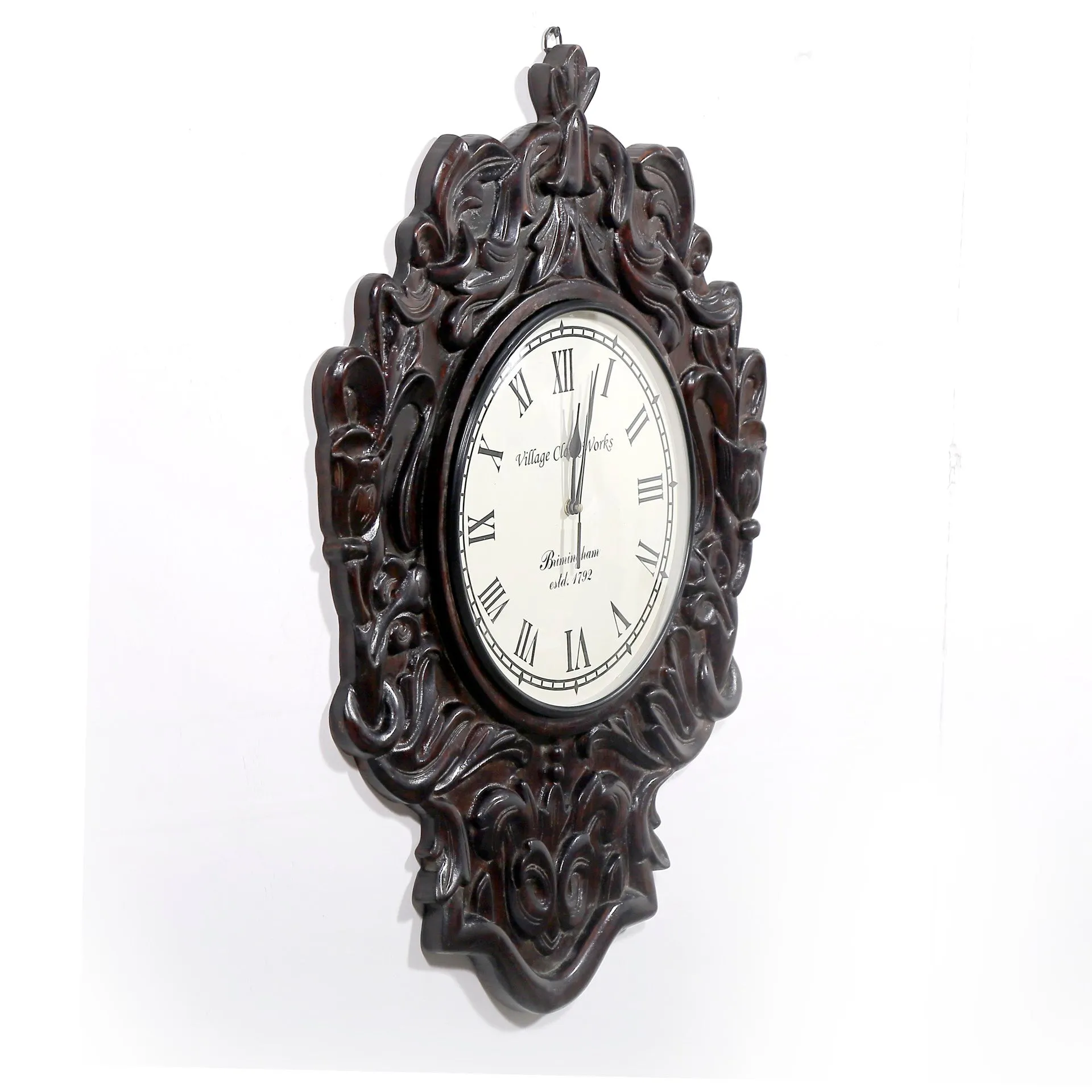 Dark Antique Wooden Handcarved Traditional Clock