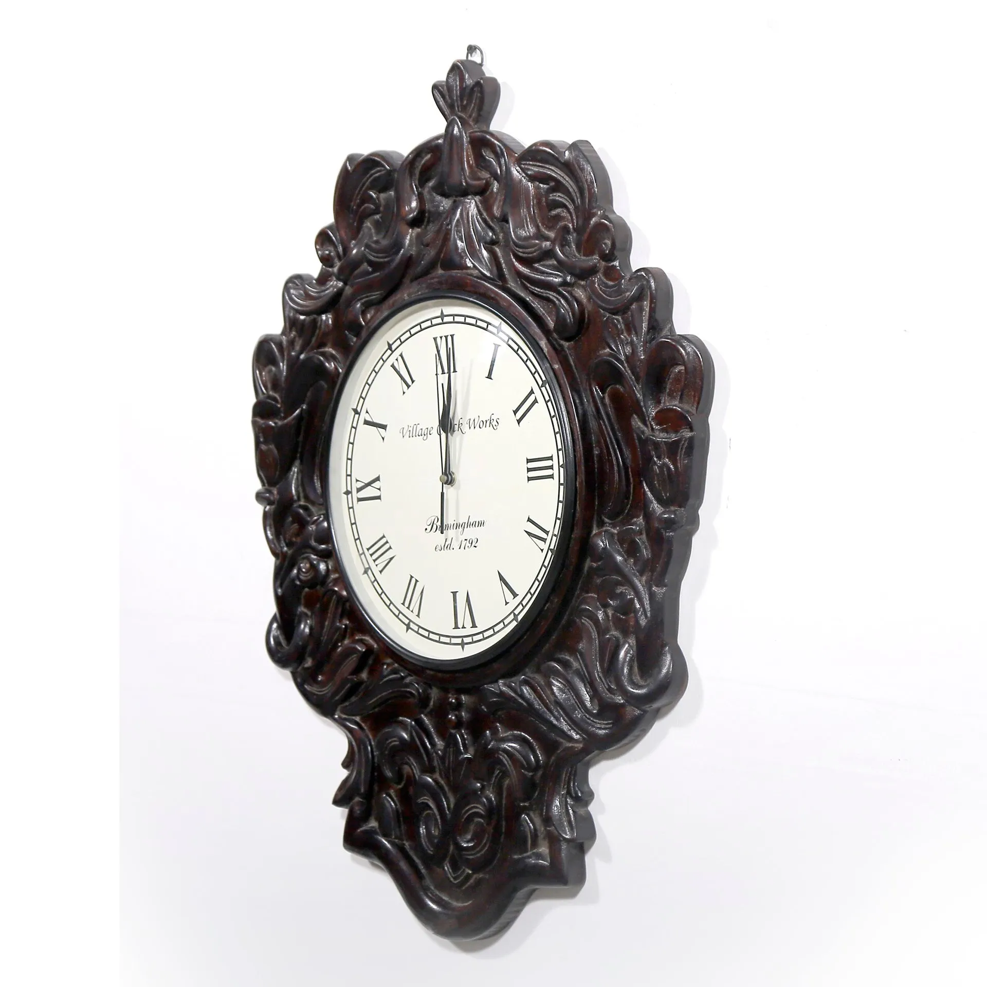 Dark Antique Wooden Handcarved Traditional Clock