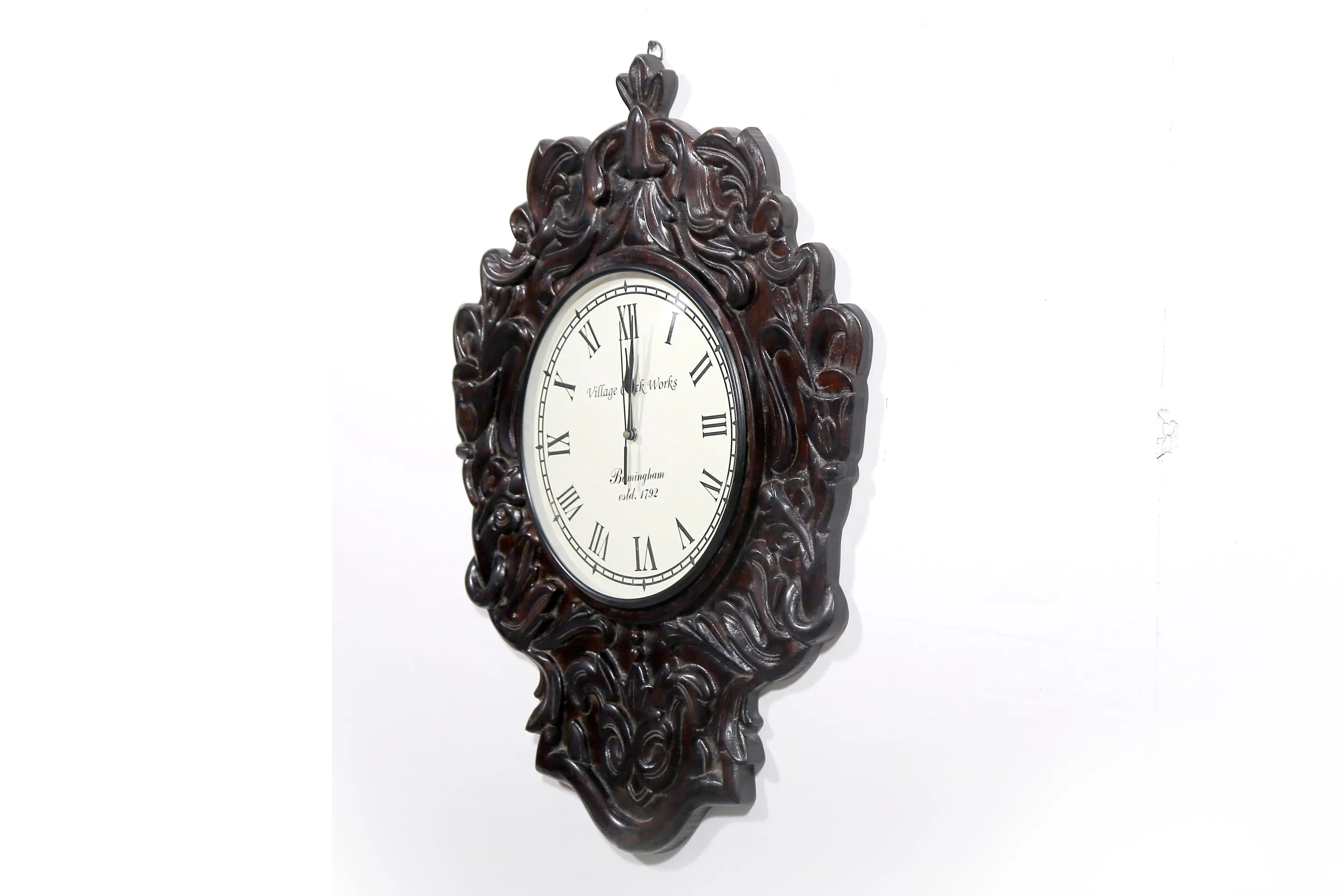 Dark Denver Finished Vintage Handcarved Wooden Traditional Clock