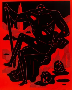 Day Has Turned To Night- Red Serigraph Print by Cleon Peterson