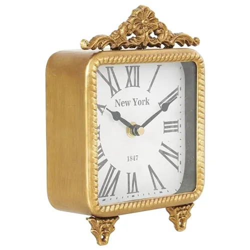 Deco 79 Metal Scroll Antique Style Clock, 6" x 3" x 8", Gold