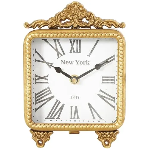 Deco 79 Metal Scroll Antique Style Clock, 6" x 3" x 8", Gold