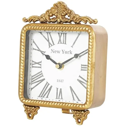 Deco 79 Metal Scroll Antique Style Clock, 6" x 3" x 8", Gold