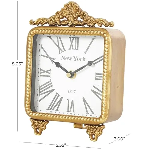 Deco 79 Metal Scroll Antique Style Clock, 6" x 3" x 8", Gold