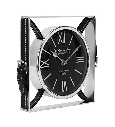 Decor de Maison Handcrafted Timeless Straps Silver Table Clock in Aluminium (Gold, Silver) Decorative Table Clock for Home Decor Office Table Living Room